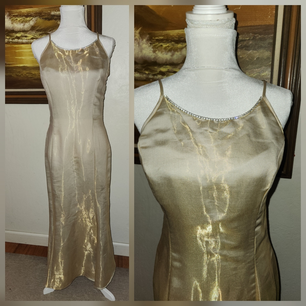 Vintage 1980s Sparkle Gold Formal Dress Gown By Scott Mcclintock